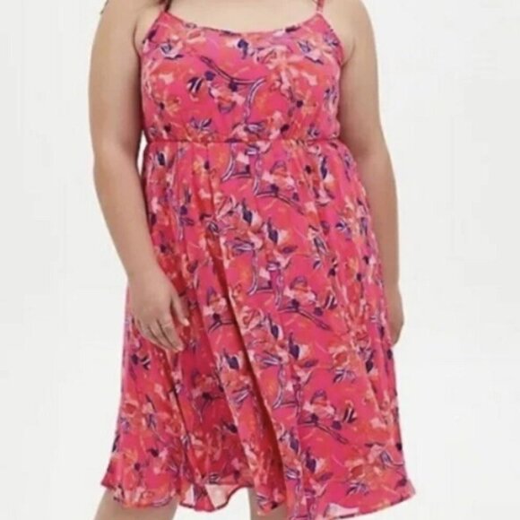 Torrid Midi Chiffon Lined Pleated Dress - Picture 1 of 11